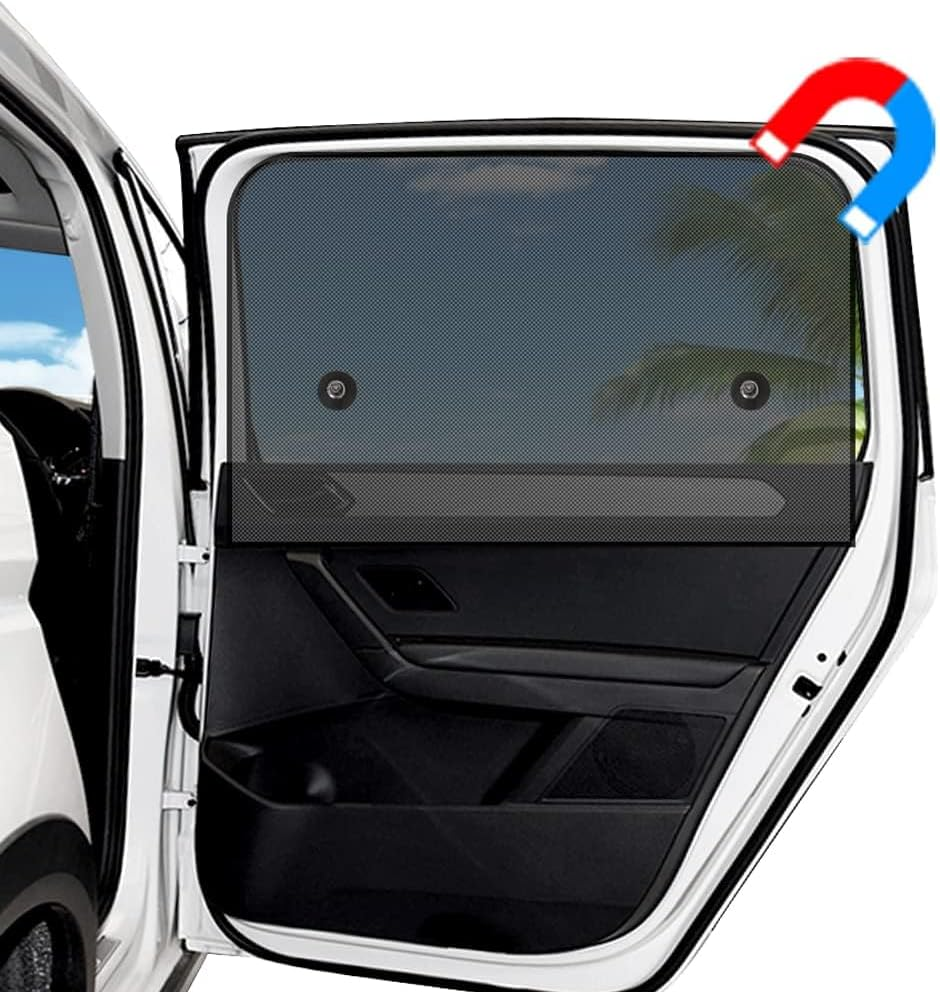 Ovege Car Window Shade 2Pcs -Car Side Window Sun Shade Baby Car Window Screen UV Protection Privacy Suction Magnetic (Back Seat 2Pcs)