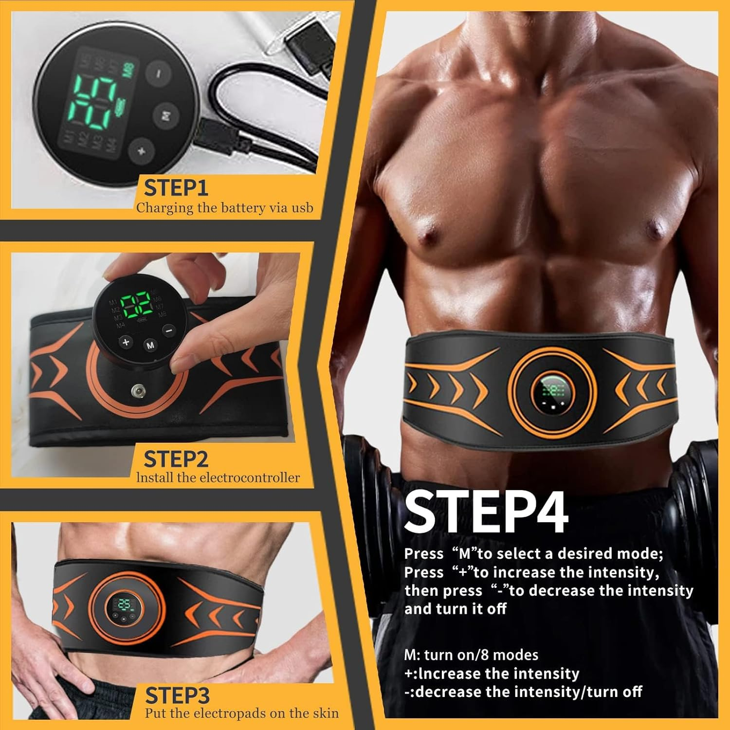 ABS Stimulator,Ab Machine,Ems Muscle Stimulator,Abdominal Toning Belt Workout Portable Muscle Toner Home Office Fitness Workout Equipment for Abdomen image number 4