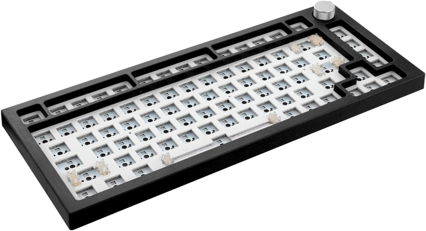 AAGAZA NT75 3/5Pin Hot Swap Gasket Mechanical Keyboard DIY Mechanical Gaming Keyboard 75% Compact Layout Customized Knob Keyboard for Windows Gaming PC - Ocean Blue (Color : Preto)