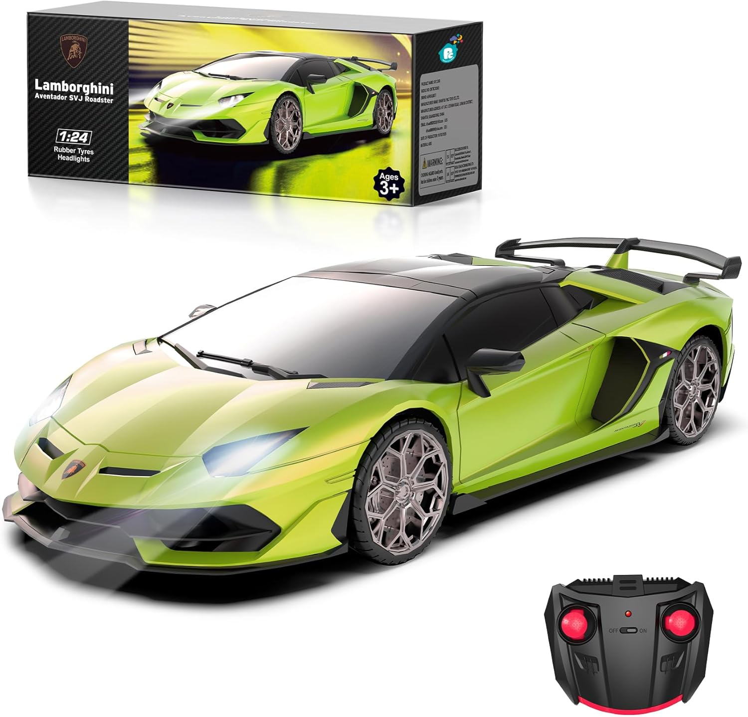 Lamborghini Remote Control Car, 1:24 Scale Electric Sport Racing Hobby Toy Car Lamborghini Model Vehicle for Boys Girls Birthday Gifts, Green