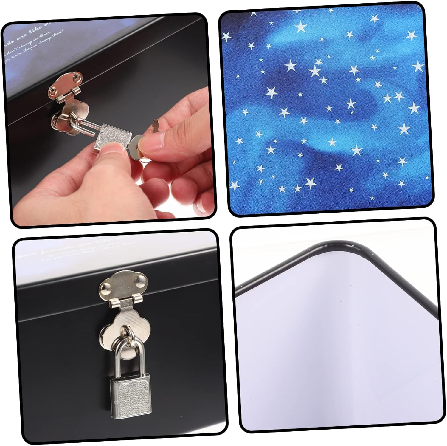 Vintage Large Tinplate Storage Box Lock and Key, Tinplate Container for Desktop Organization, Retro Metal Tin Case Suitable for Secure Storage and Small Items image number 6