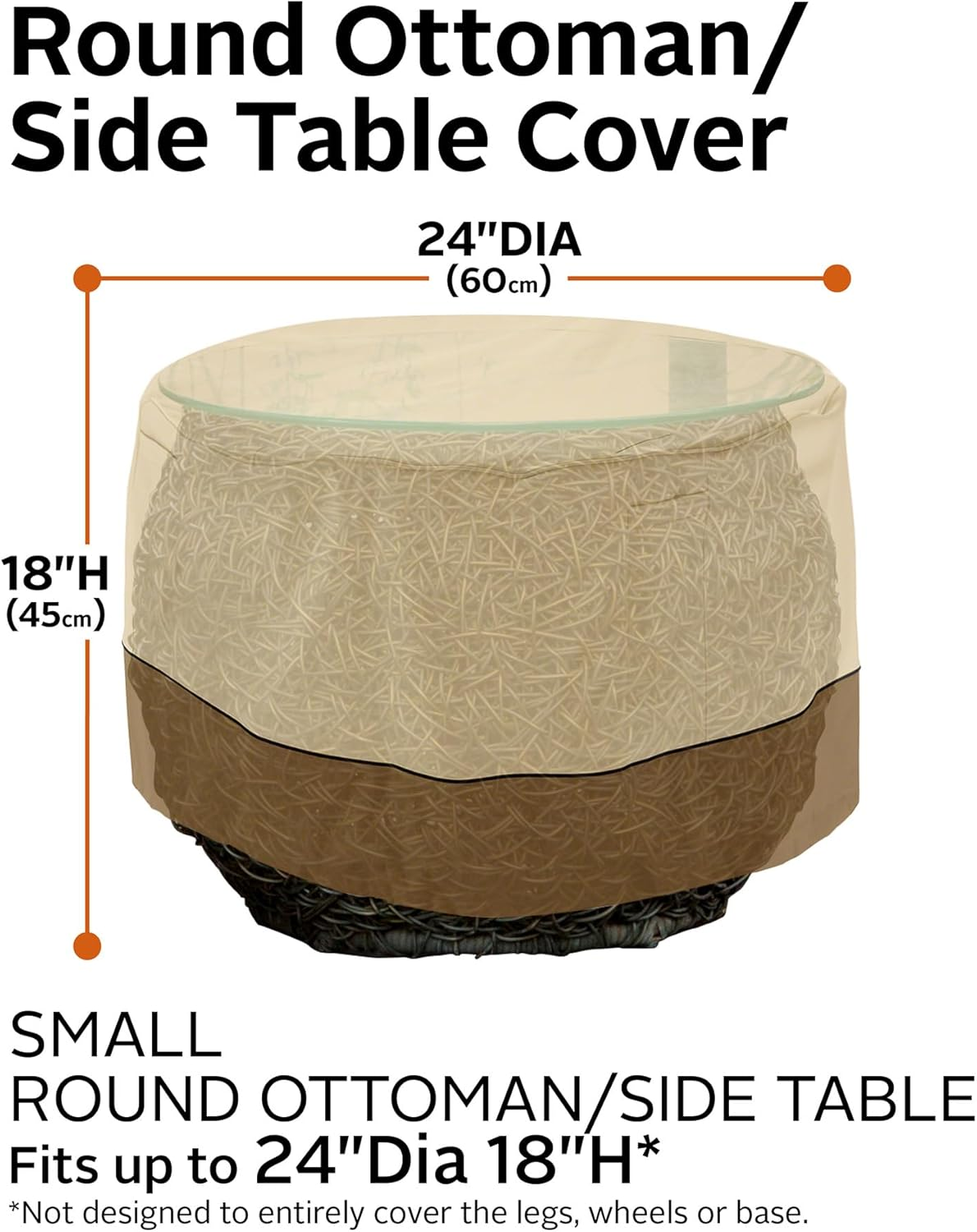 Classic Accessories Veranda round Patio Ottoman/Coffee Table Cover, Small with Veranda Cover image number 4