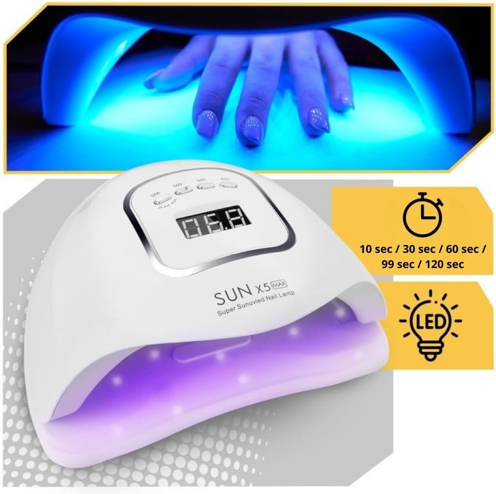 Lewer - LED Nail Lamp 80 W SUN X5 MAX LCD UV, 10/30/60/99 S Timer, for Feet and Hands, for All Gel Nail Polish, Gel Nails - Professional Nail Polish Dryer, UV LED Nail Lamp image number 2