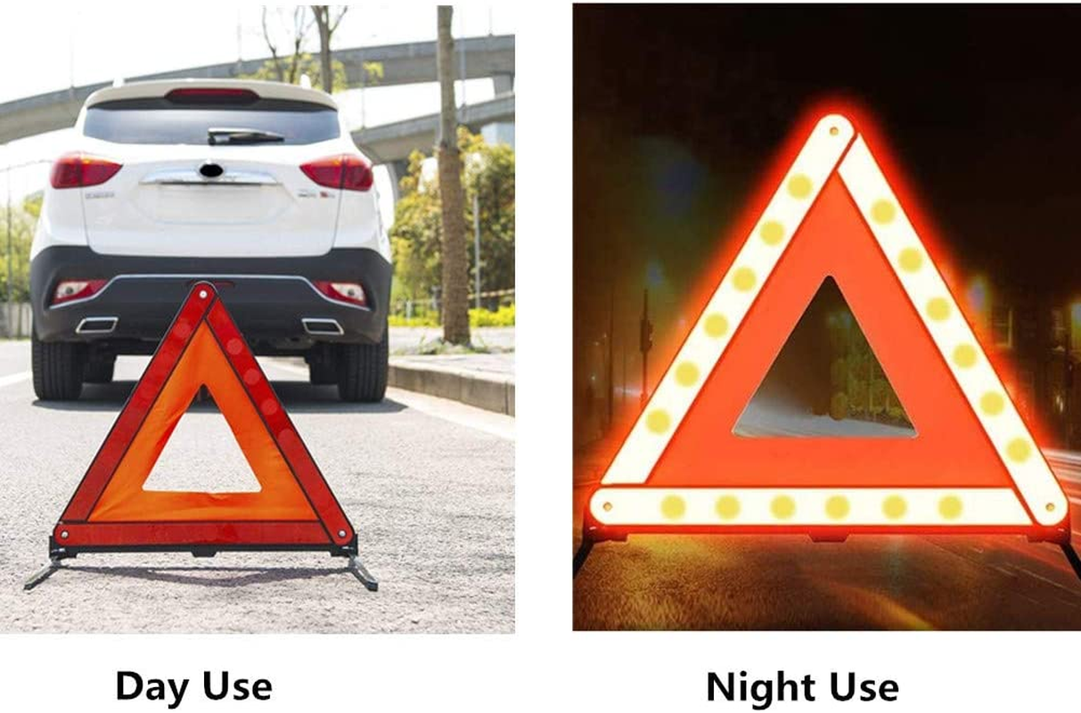Reflective Triple Triangle Car Warning Sign Roadside Hazard Sign Emergency Breakdown Board, Safety Triangle Warning Kit, Foldable Car Roadside Emergency Kit image number 6