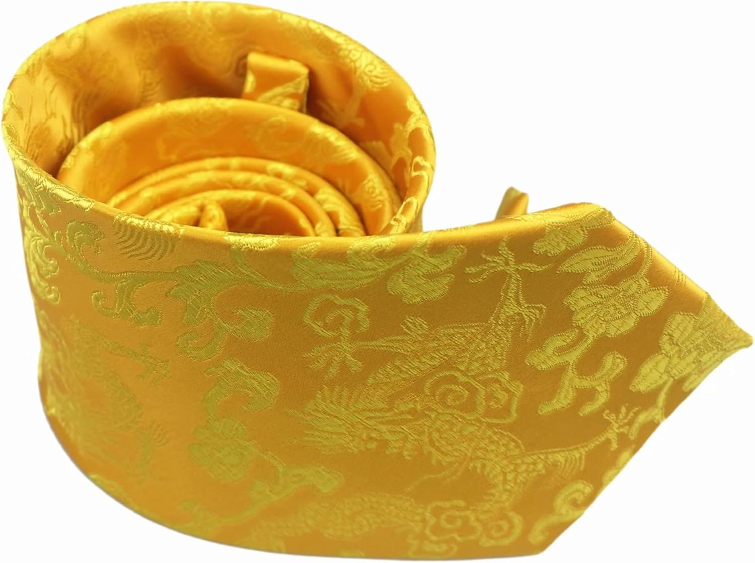 Vizakiss Men'S Silk Tie Dragon Peony Embroidery Woven Wedding Formal Neckties Gift 3.54" - Gloden image number 4