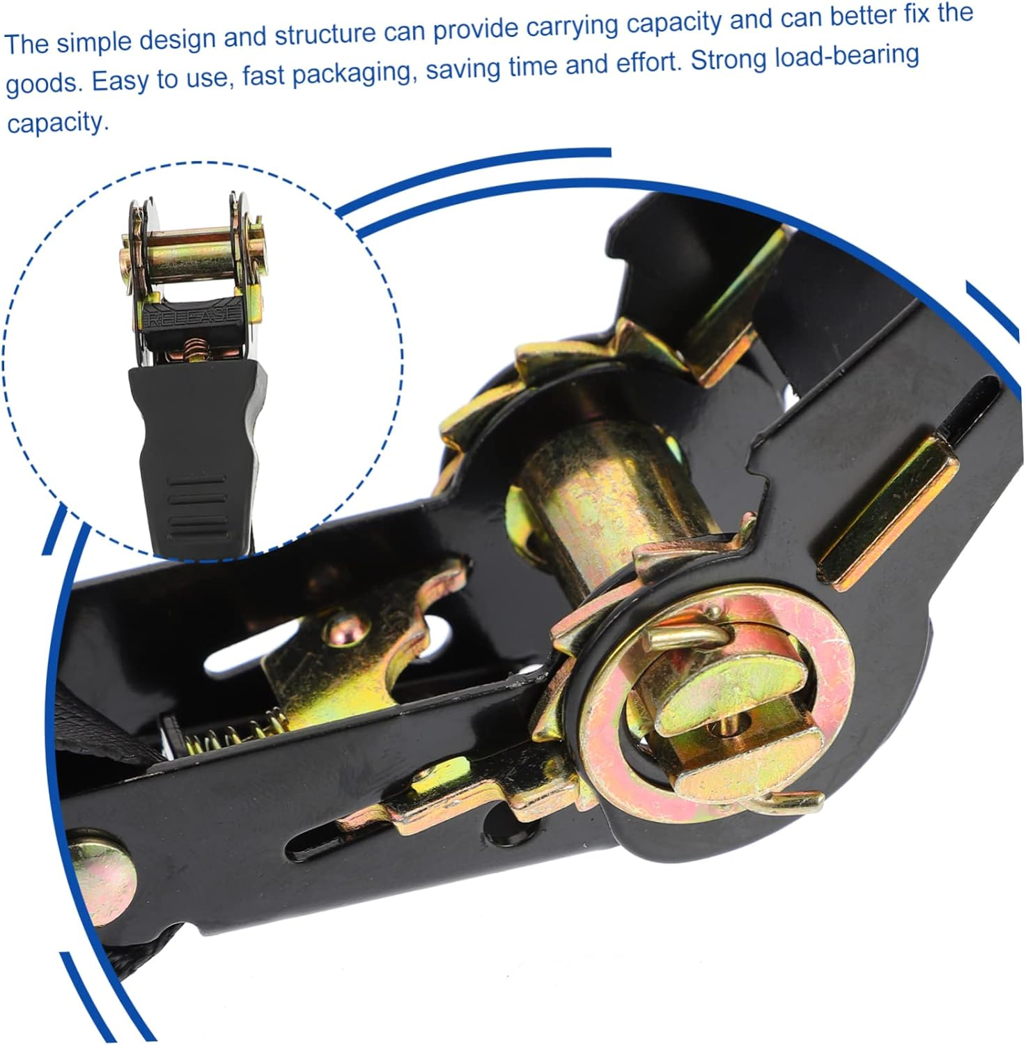 LOORGVEL 25Mm Cargo Fixing Strap and Cargo Tightening Rope 2 Sets, Black Car Luggage Fixing Belts for Travel and Motorcycle Accessories image number 1