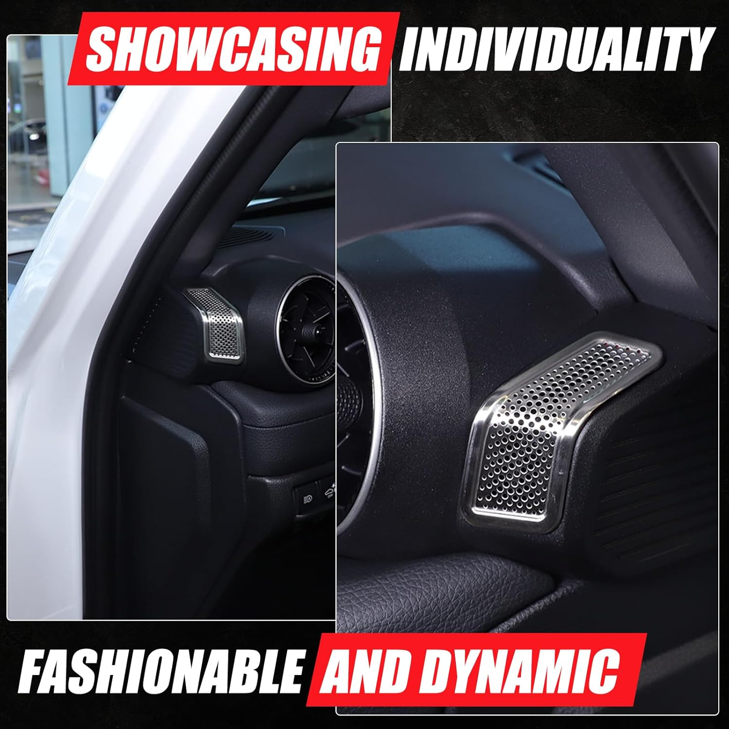 Dashboard Side Vent Mesh Covers Compatible with Toyota Land Cruiser Prado 250 2024-2025 Accessories | Stainless Steel Side Air Conditioner Dust Guards | 2PC Set (Sliver) image number 4