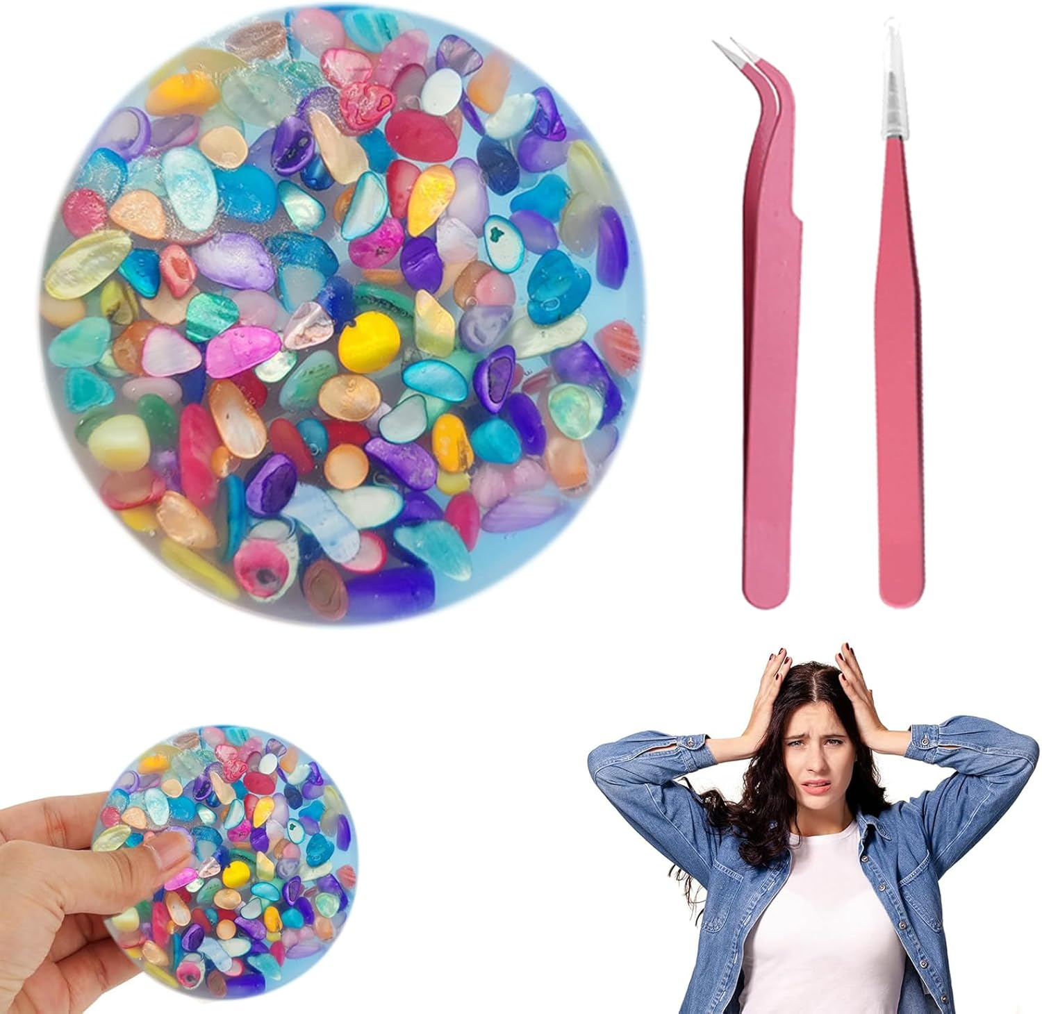 Picky Pad Sensory, Skin Picking Fidget Toys, Picky Pad, Picky Pad Kit, Remeltable Picky Pad, Picky Pad Kit for Adult, Picky Pad Kit with 2 Tipped Tweezers (Round) image number 6