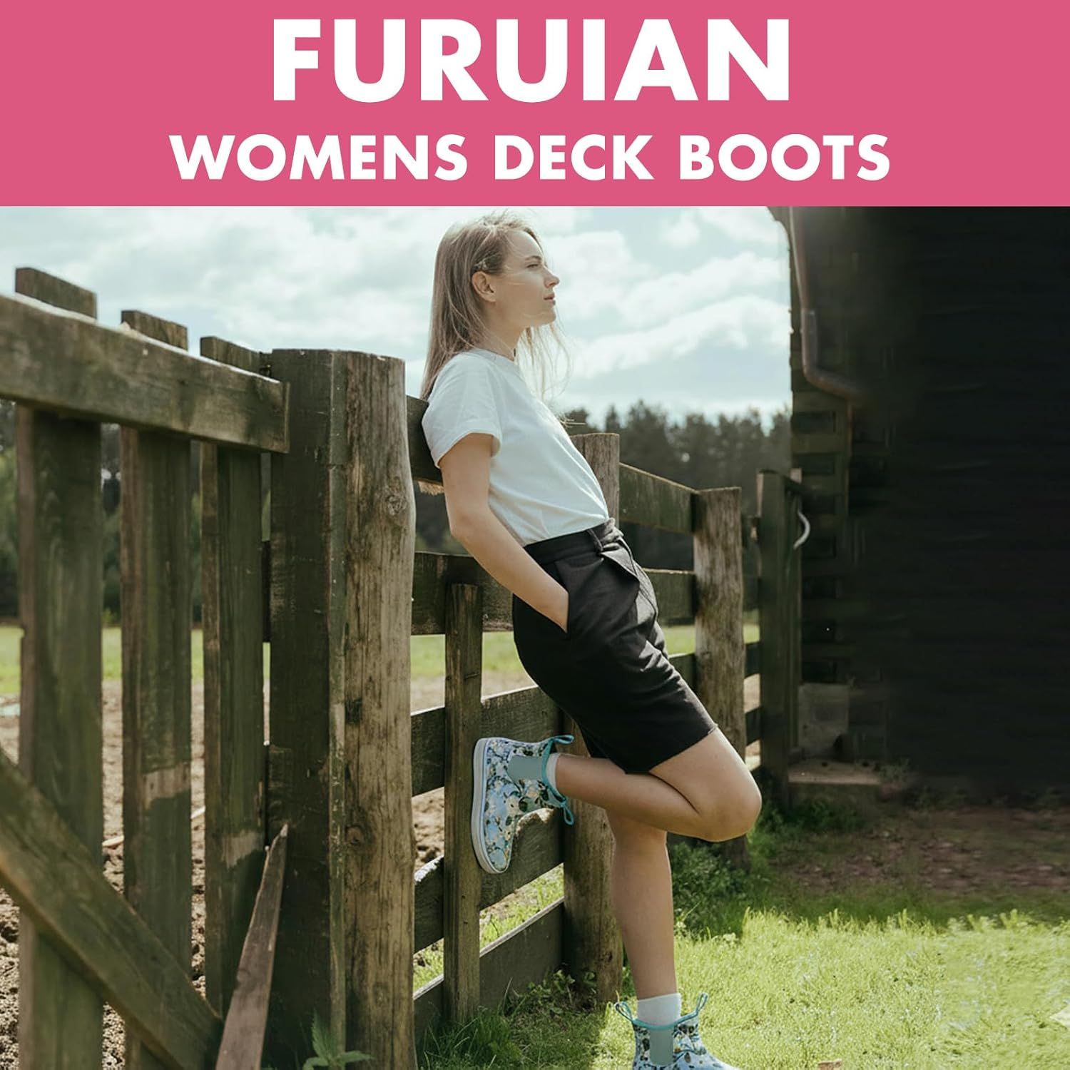 Women'S Deck Boots Ankle Rain Boots Fishing Boots Rubber Waterproof Garden Boots Slip-Resistant Outdoor Work Shoes image number 5