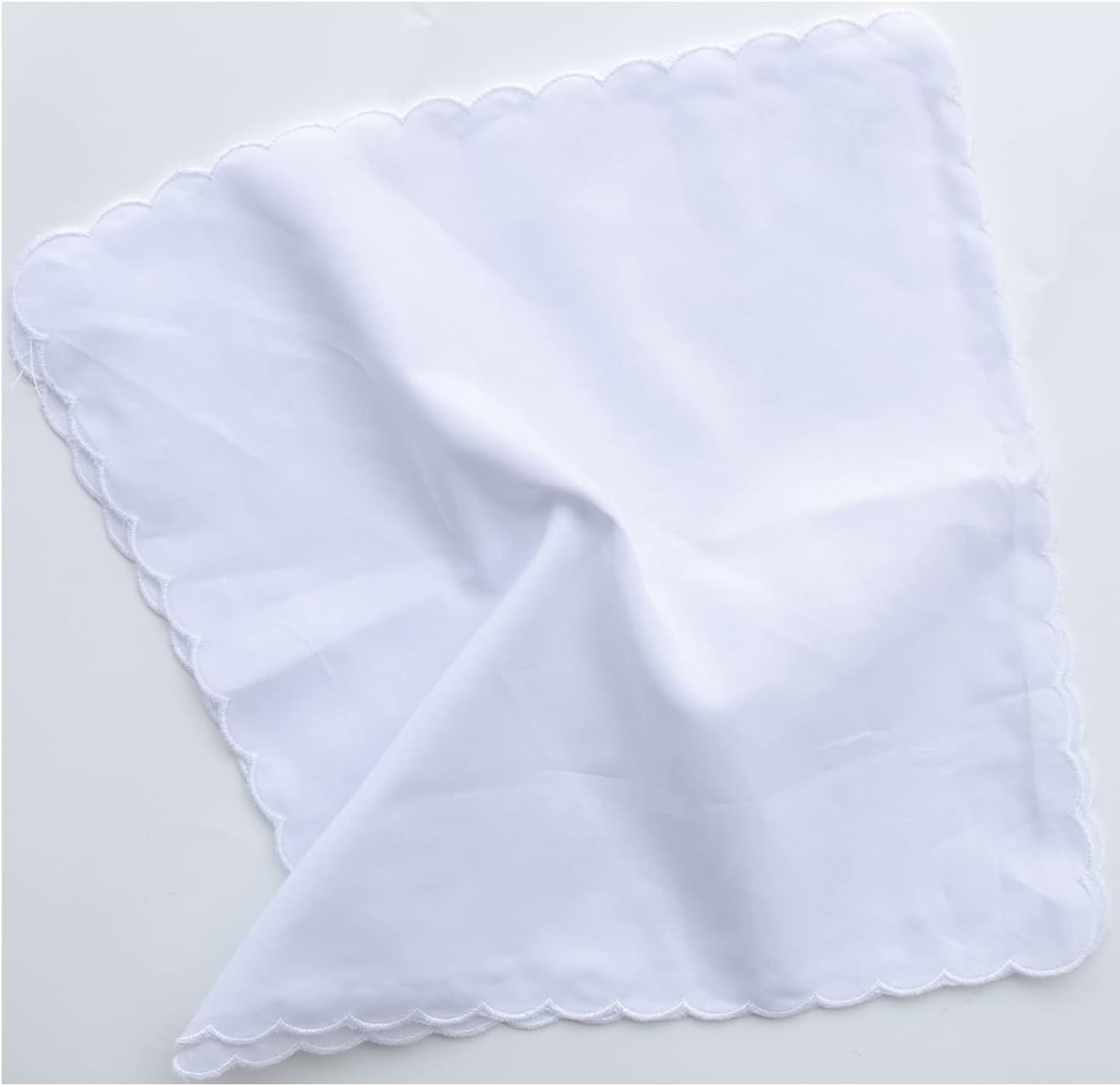 Bulk Solid White Cotton Handkerchiefs Perfect for Wedding Party DIY Draw image number 3