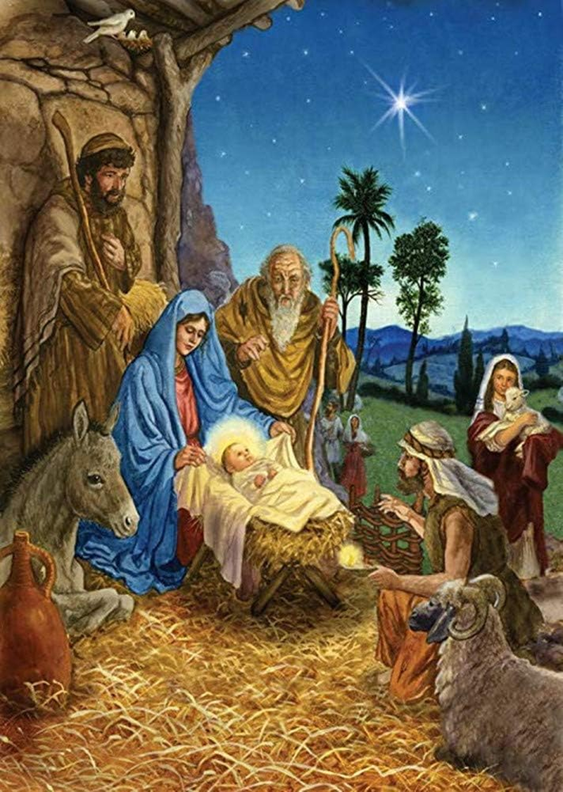 WOWDECOR 5D Diamond Painting Kits, Religious Herders Baby Sheep Full Drill DIY Diamond Art Cross Stitch Paint by Numbers