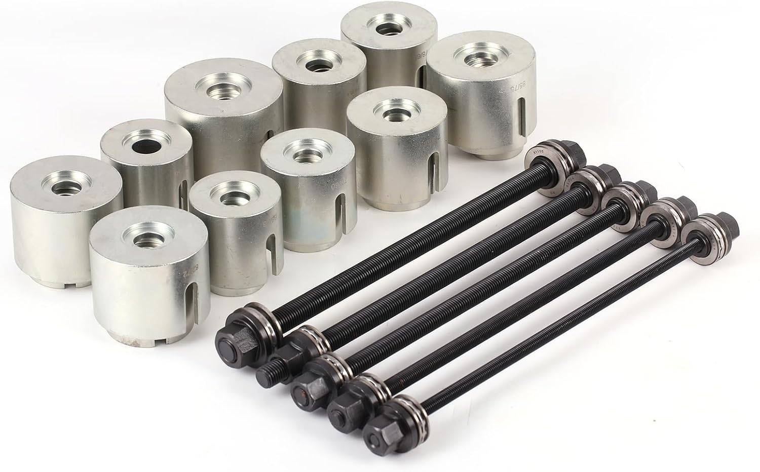 Bushing Press Kit, 27Pc Pull and Press Sleeve Kit for Most LCV HGV Engine Cars Vehicles, Universal Seal Bearing Bushing Removal Installation Tool Kit 5 Pulling Spindles with Nuts Case image number 4