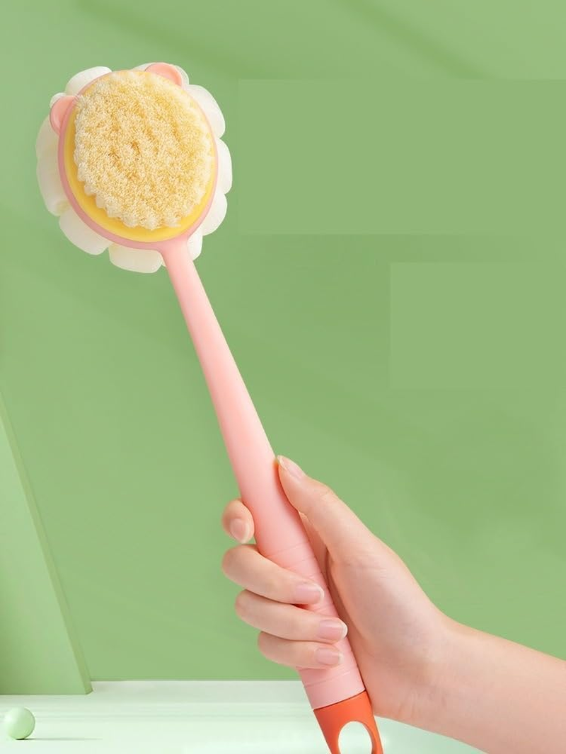 Bath Brush, Long Handled Bath Massage Cleaning Brush, Shower Brush Exfoliating Bath Shower Brush with Back Scrubber for Shower (Pink, One Size) image number 5
