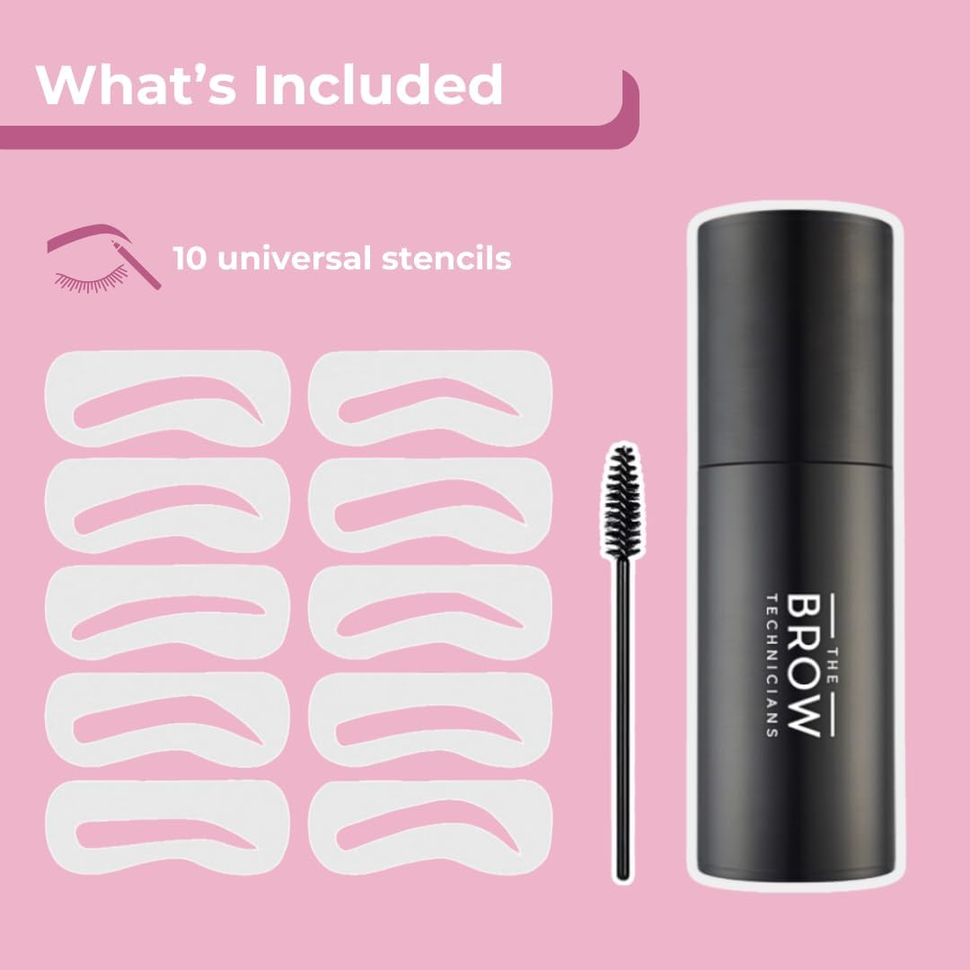 The Brow Technicians Eyebrow Stamping Kit - 10 Stencils, Instant Eyebrows, Powder Stamp, Time-Saving, Beginner-Friendly, Long-Lasting, Water-Resistant - Espresso image number 6