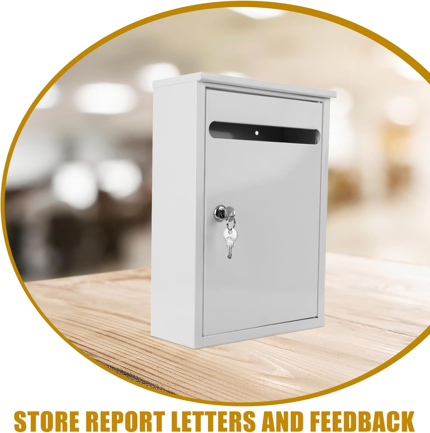 Housoutil Hanging Wall Ballot Box Lock Suggestion Box for Offices Schools and Hotels Wall-Mount Design for Letters and Mail Container image number 5