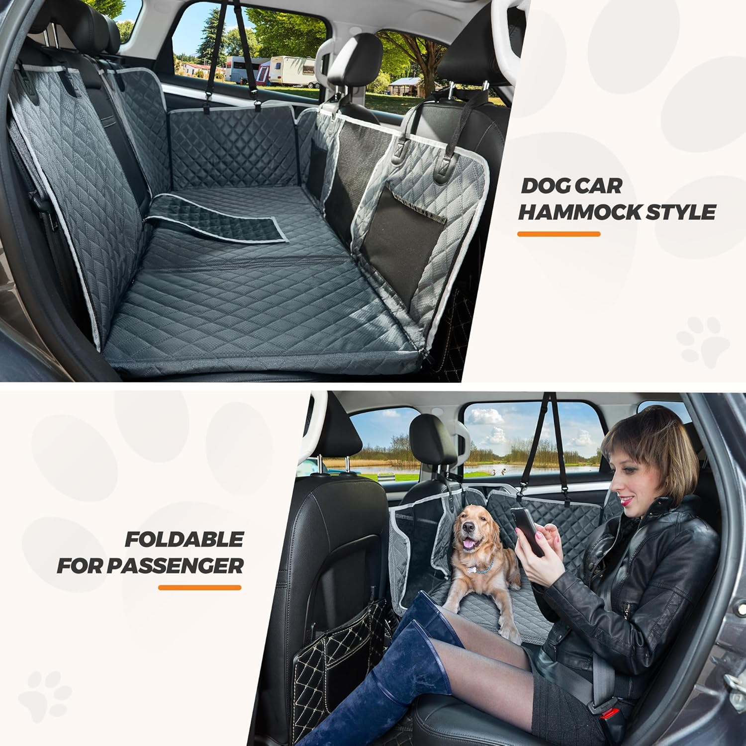 Back Seat Extender,Dog Car Seat Cover,Waterproof Pet Hammock Travel Bed,Durable Camping Air Mattress,Non Inflatable Car Bed Mattress Easy Clean for Car SUV Truck (Grey) - Black image number 7