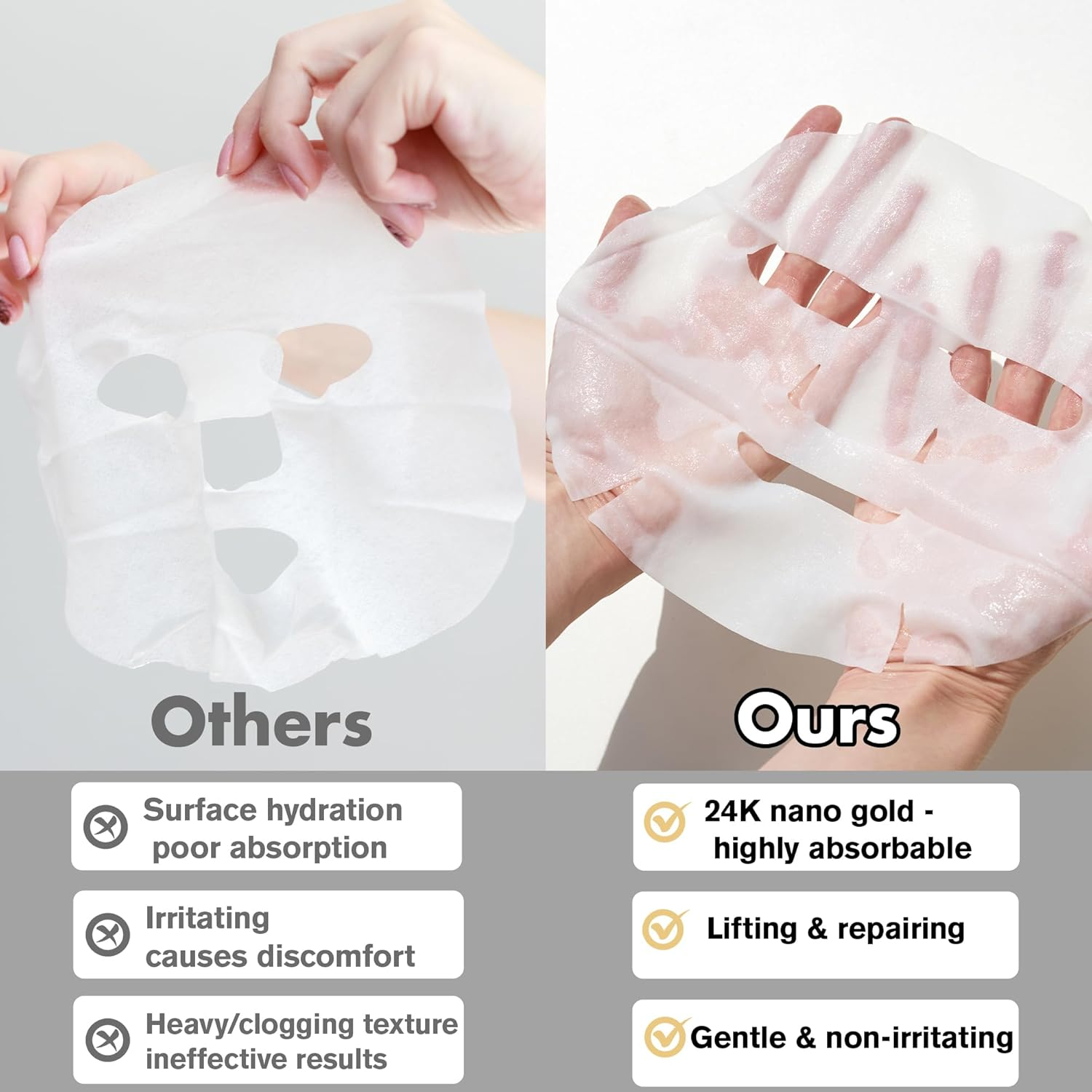 Lktvys 24K Gold Face Mask Skincare &ndash; 10-Pack Korean Sheet Masks for Radiant Glow & Hydrating Care, Facial Masks with Collagen & Botanical Extracts - 2, Green Tea image number 6