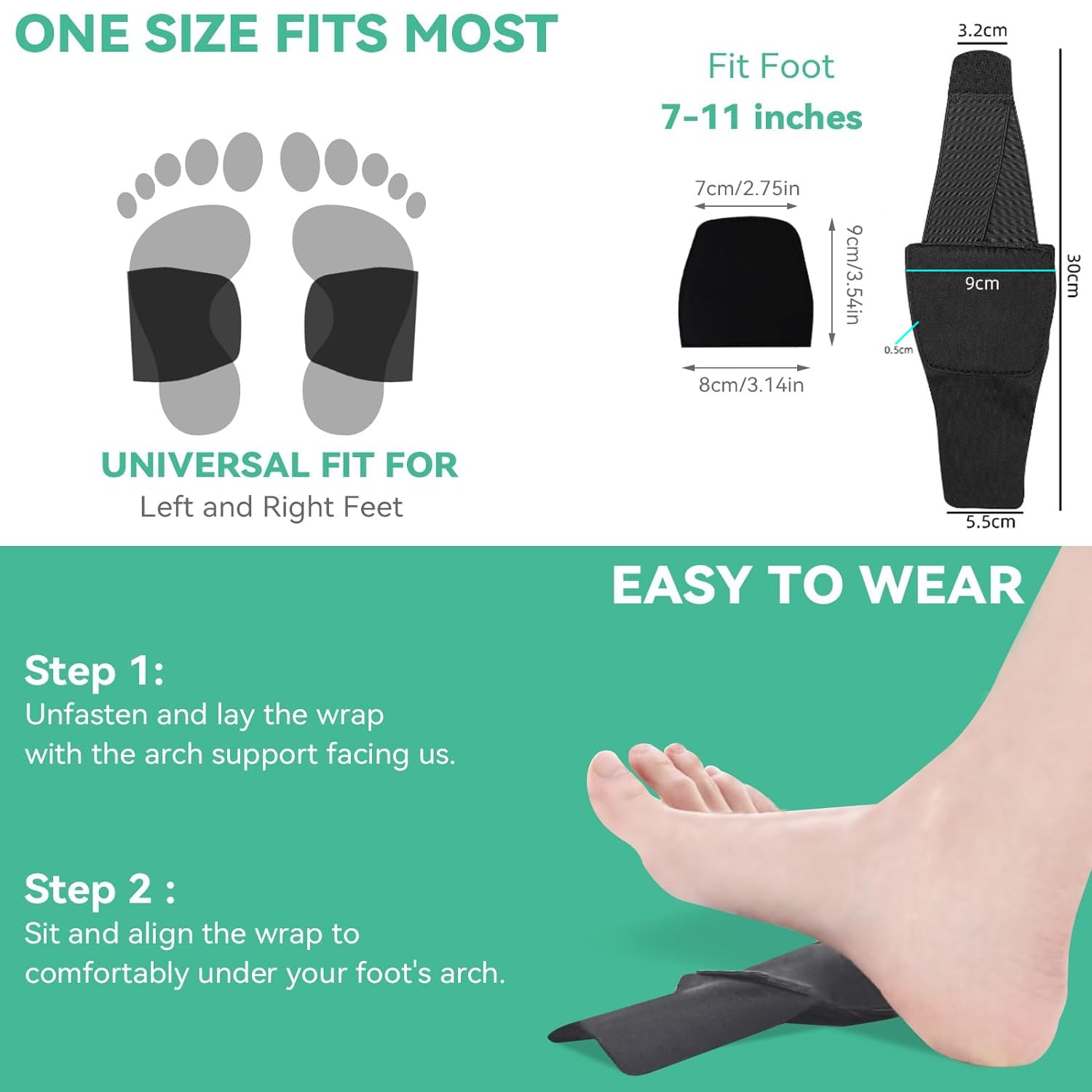 Arch Support Braces for Plantar Fasciitis Relief,Non-Slip Wearable Arch Support,H HOME-MART Built-In Orthotics Gel Pads for Flat Feet High & Fallen Arch Unisex Fit image number 2