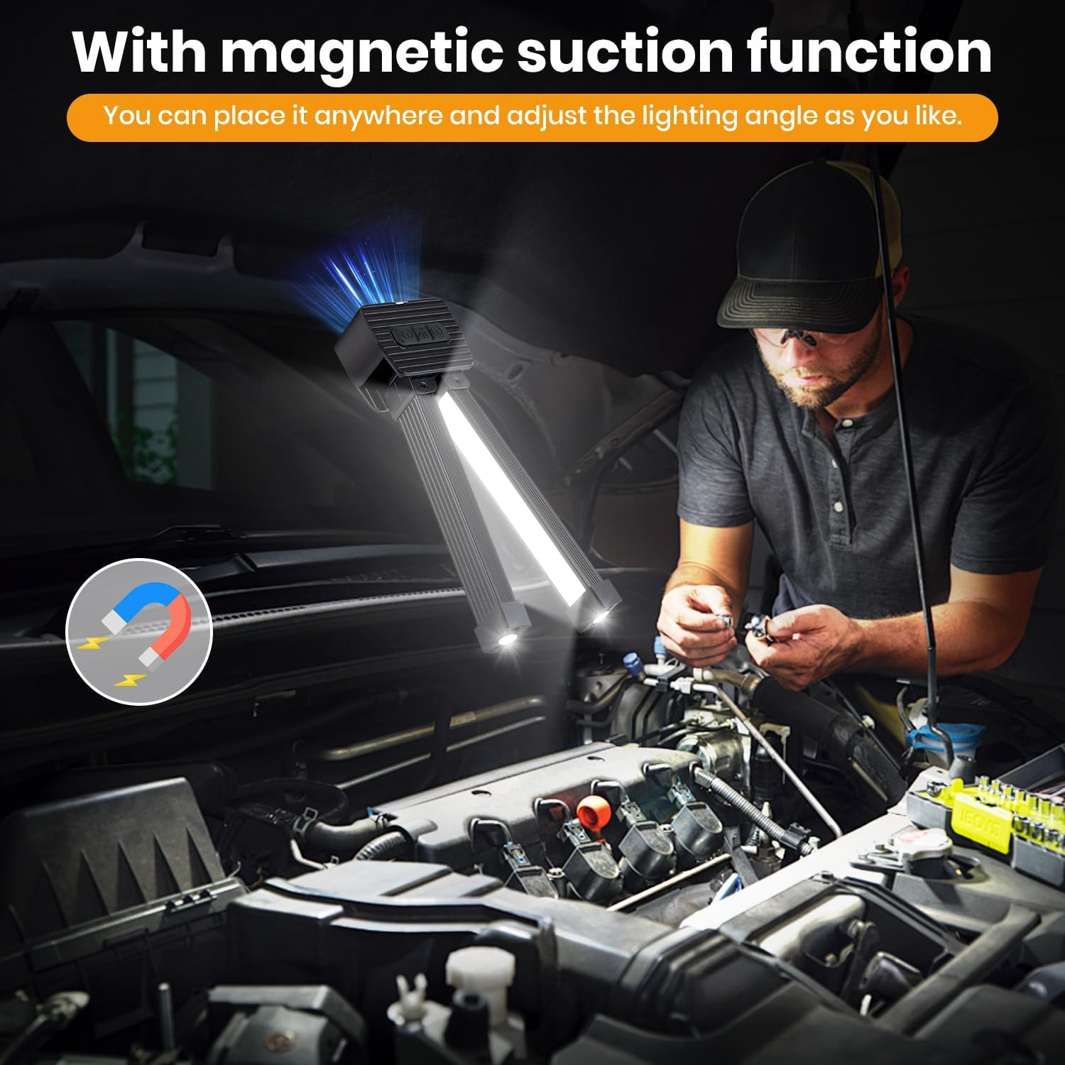 Gym Lighting Pro - Magnetic LED Posing Lamp for Bodybuilding, Rechargeable Adjustable Brightness Home Gym & Garage Studio Lights image number 1