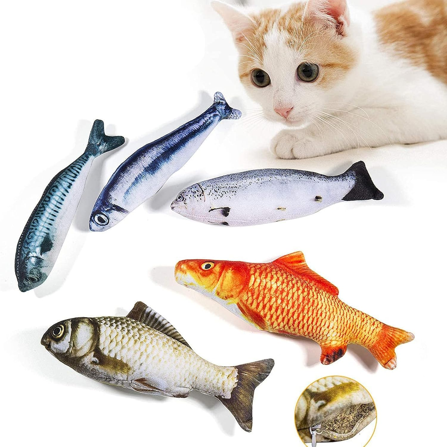 REFENG Realistic Plush Simulation Doll Fish, Funny Interactive Pets Chew Bite Supplies for Cat/Kitty/Kitten Fish Flop Cat Toy Catnip Toys image number 1