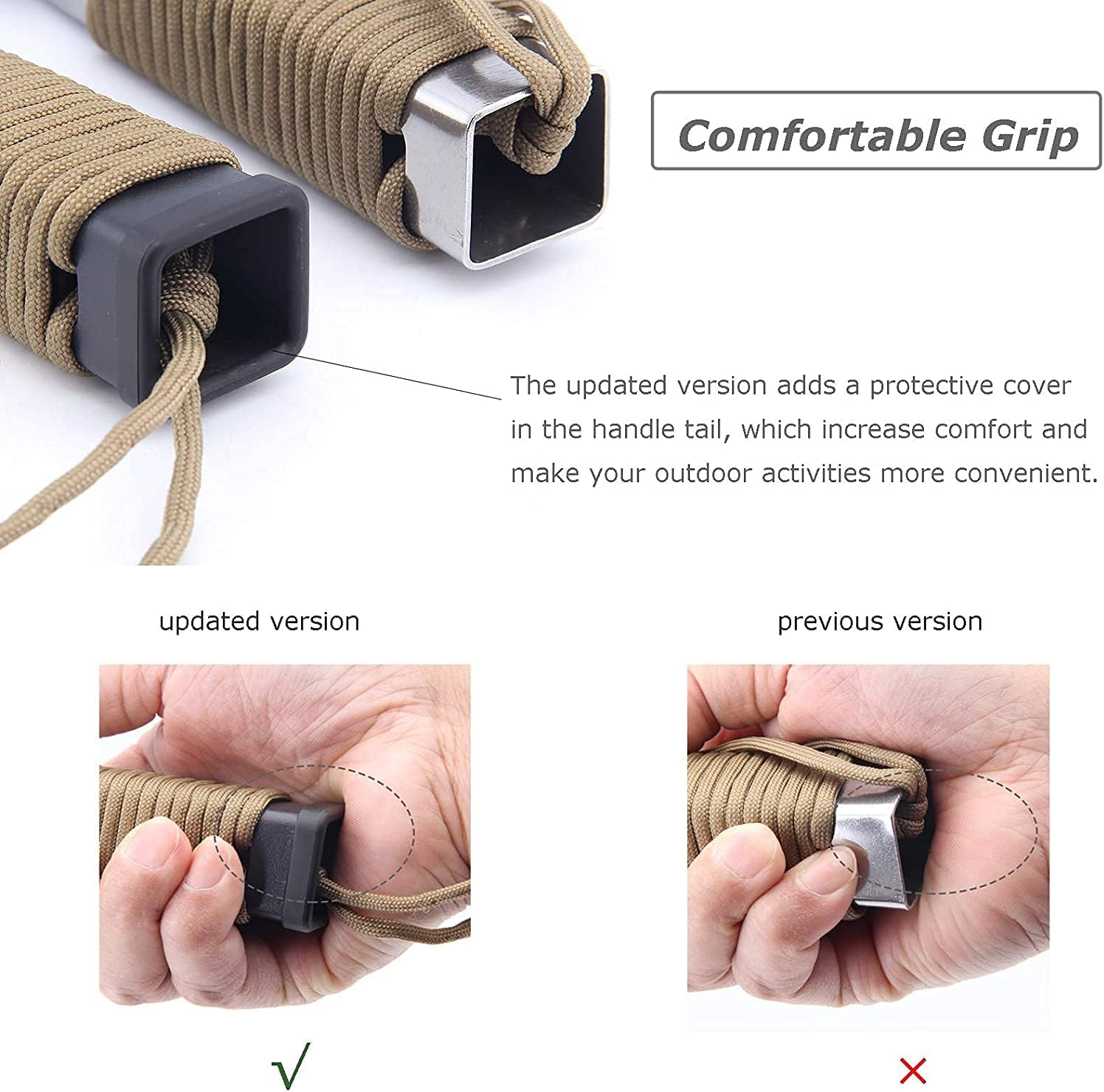 Camping Shovel, Backpacking Trowel Multitool Hand Garden Spade Small Potty Shovel with Paracord Handle for Outdoor, Gardening, Digging image number 2