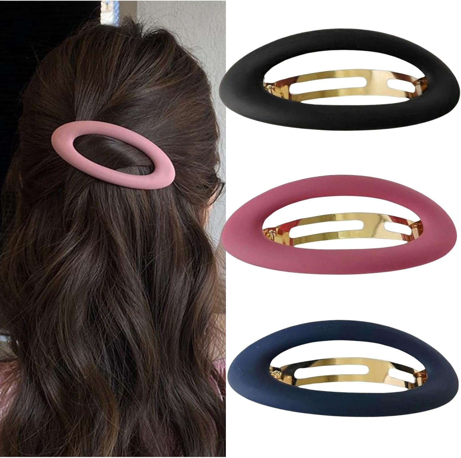 Large Hair Clips for Women Matte Ellipse for Thin Hair French Hair Clip Cute Hair Styling Clips Non-Slip Strong Hold Vintage Hair Accessories Gifts for Women Girls image number 5