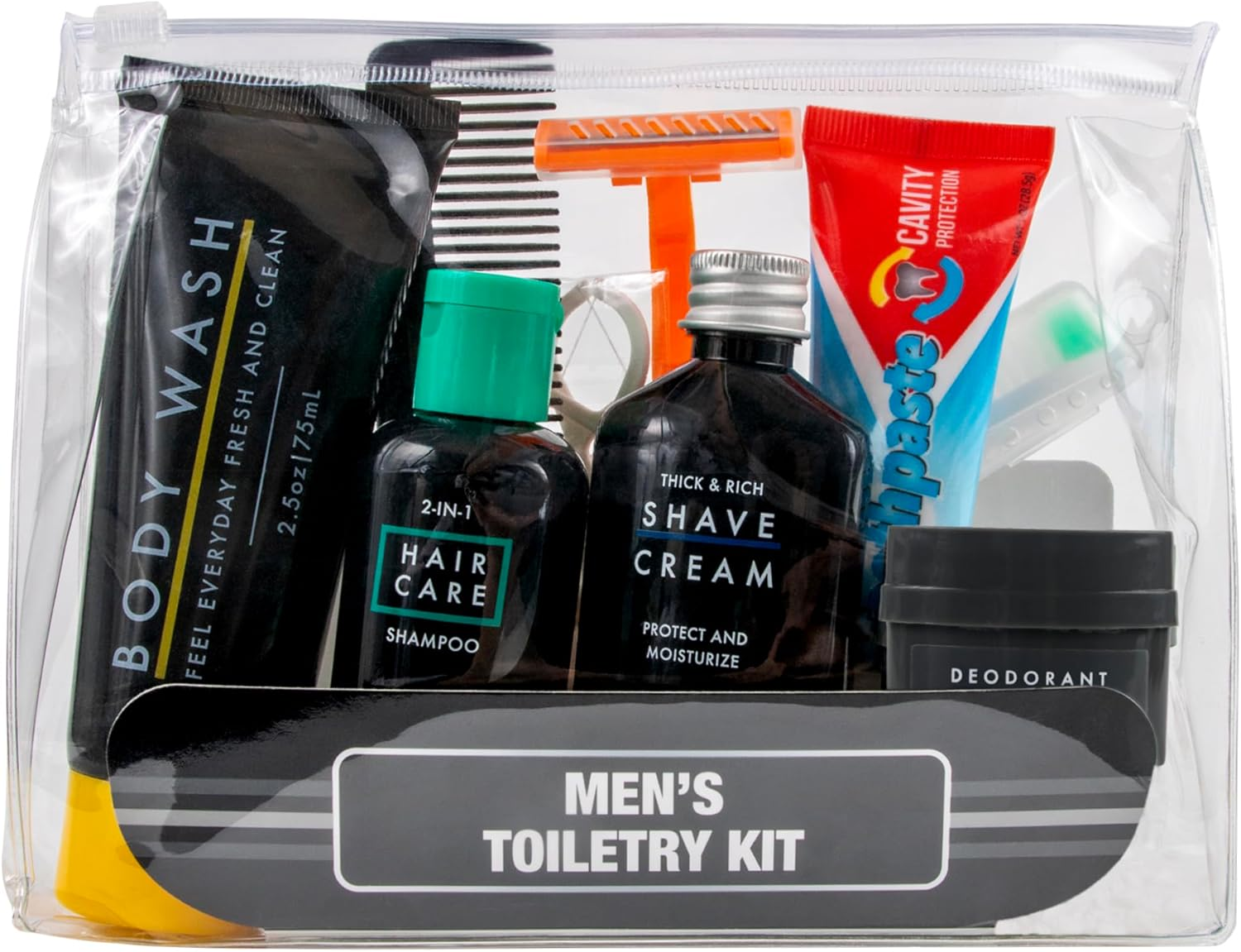 Men&rsquo;S Travel Toiletry Bag with Supplies, 13 Piece Travel Size TSA Compliant Oral Care and Grooming Essentials Kit image number 2