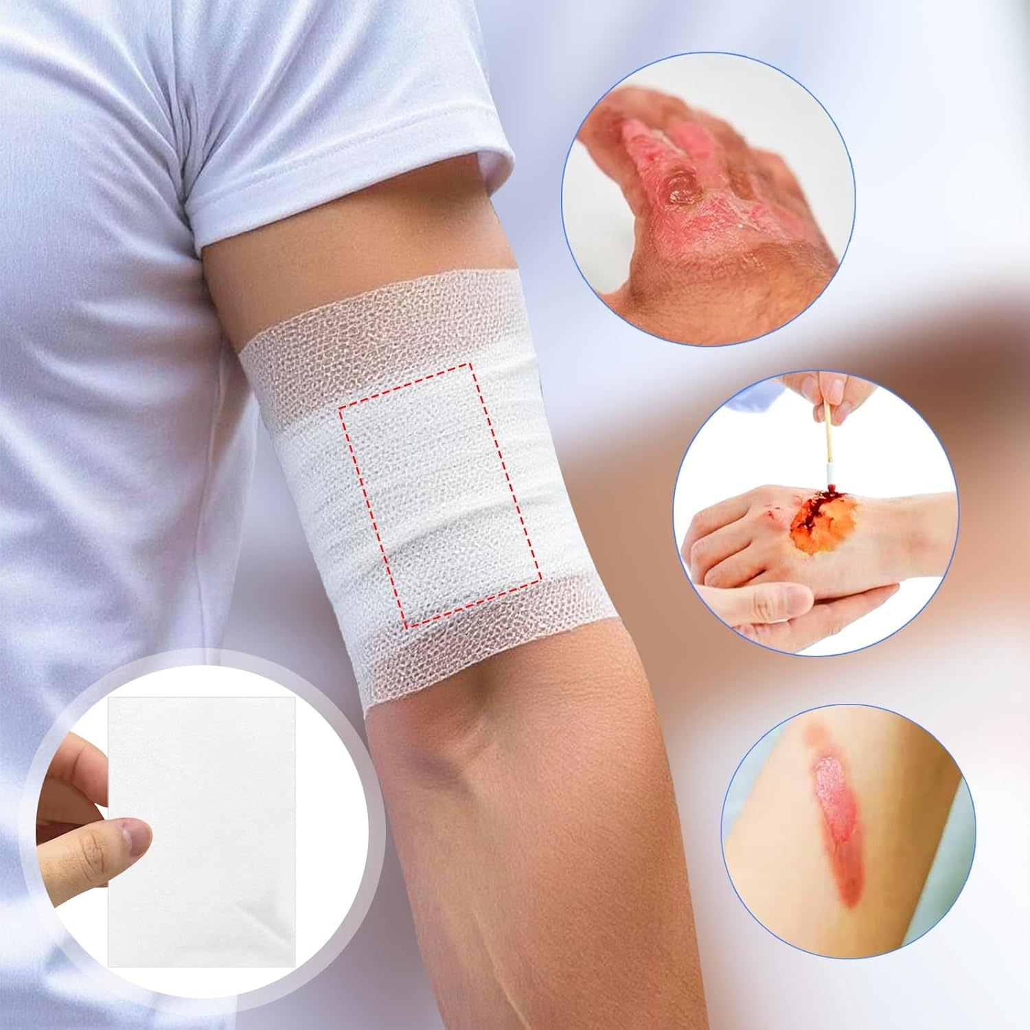 Non-Stick Wound Dressing Pads, 5 CM X 7.5 CM, Pack of 10, Sterile Highly Absorbent Wound Care Individually Wrapped Dressings image number 4