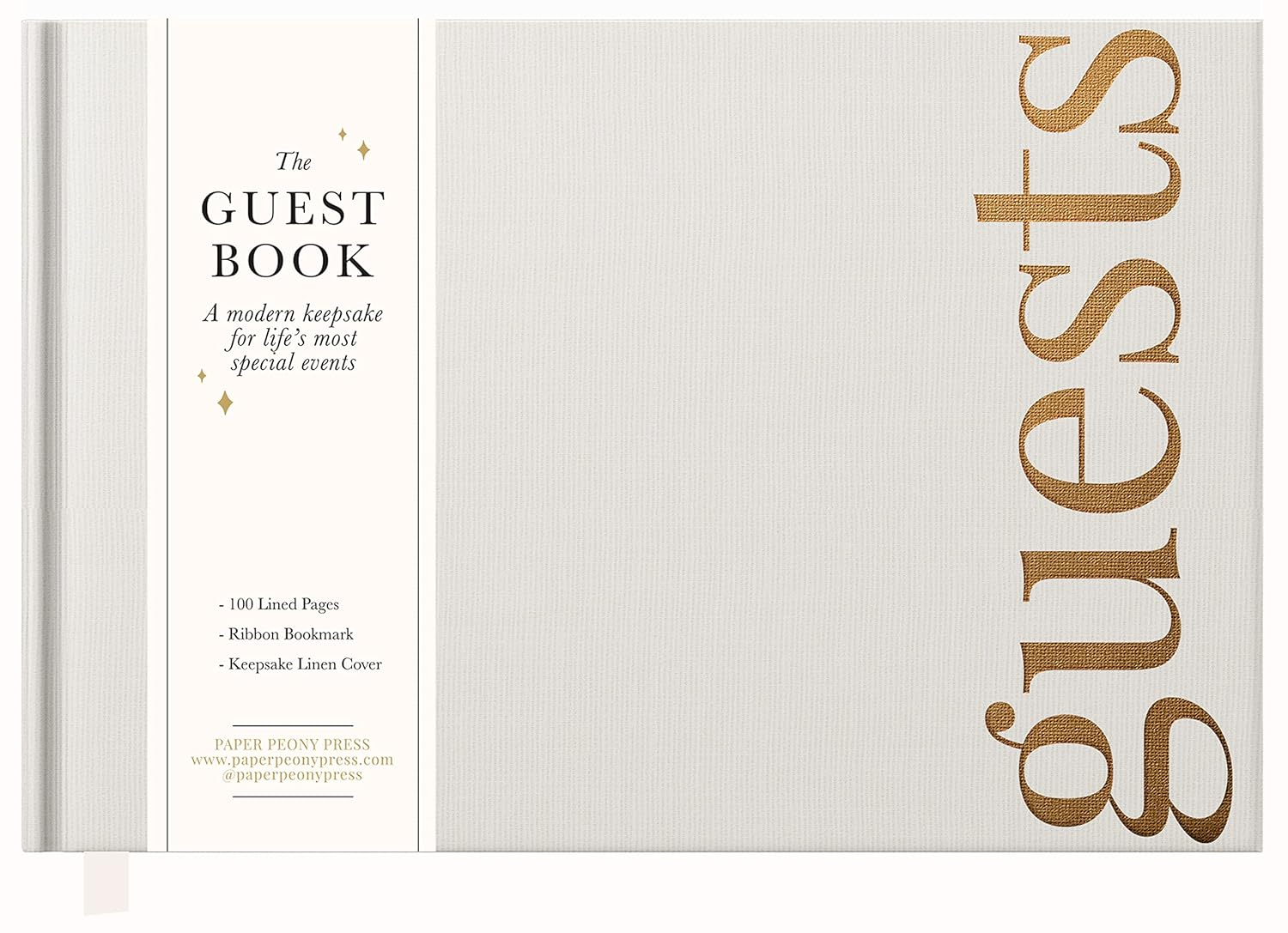 Guest Book: Beautiful Keepsake for Life&rsquo;S Special Events - Sign in Book for Wedding Reception, Baby Shower, Funeral and Vacation Home - 100 Pages, Ribbon Bookmark and Gold Foil image number 1