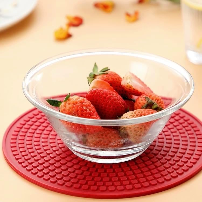 4PCS Silicone Trivets for Hot Pots Pans Dishes | Heat Resistant, Non Slip | Pot Holders, Oven Mitt, Table Mat (Red) image number 5