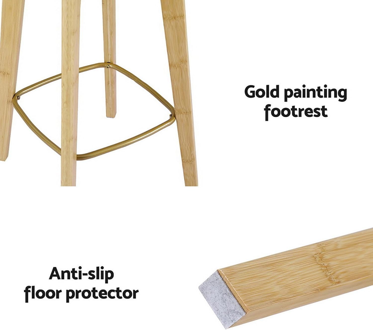 Artiss 2X Bar Stools Bamboo Rattan Stool Counter Chair Kitchen Barstools image number 4