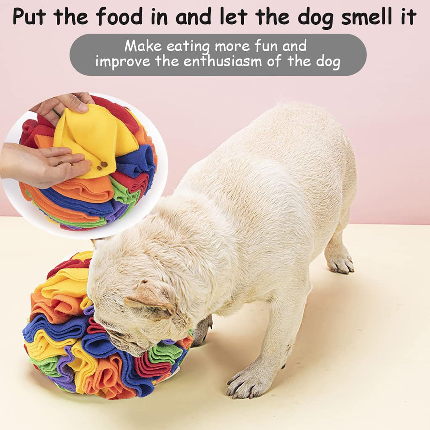 &zwnj;Snuffle Ball Dog Toy, Mental Stimulation & Anxiety Relief Washable Cloth Sniffle Ball for Small Medium Large Breed Dogs (Colorful) image number 2