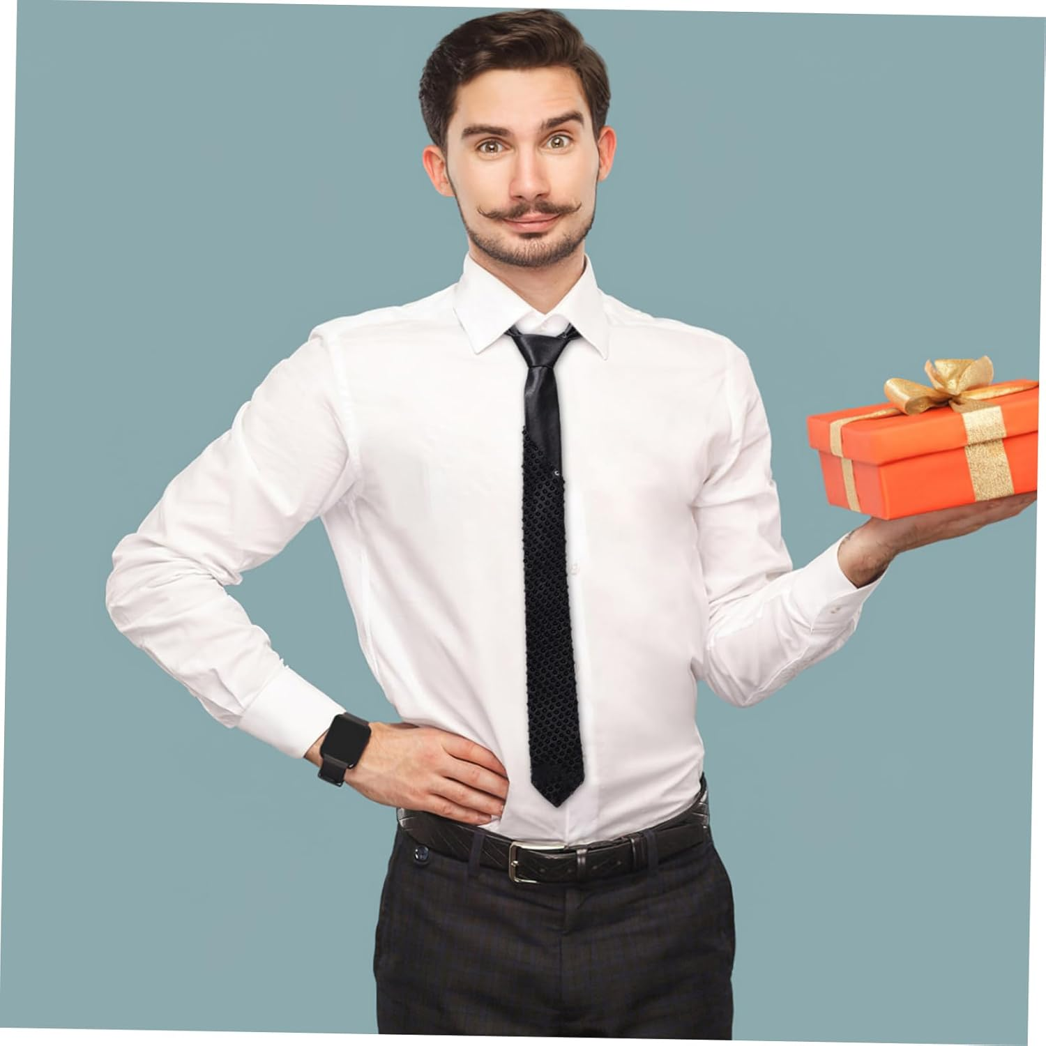 VALICLUD Men Neck Tie Sparkly Sequin for Wedding Party Business Unisex Fashion Accessory image number 1