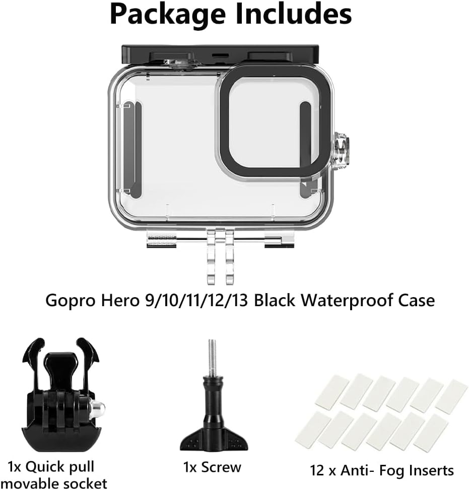YHTSPORT Waterproof Case for Gopro Hero 13 12 11 10 9 Black, 60M Underwater Case Accessories, Underwater Diving Transparent Protective Case Shell Hero 13 12 11 10 9 image number 4