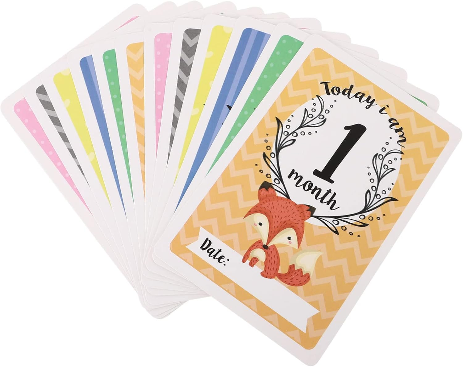 UPKOCH 12Pcs Animal Milestone Cards for High Contrast Christmas Stuff Born Essentials for Decorative Growth Recording Cards image number 1