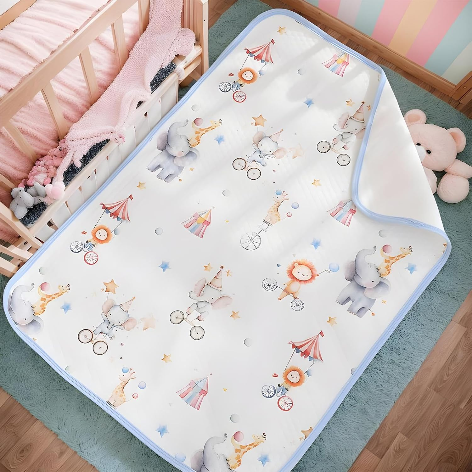 Crib Mattress Pad - Changing Pad Cover Waterproof | Soft Breathable Bassinet Pee Liner Sheet for Overnight Protection Bedwetting Solution Potty Training Nursery Setup - A image number 5