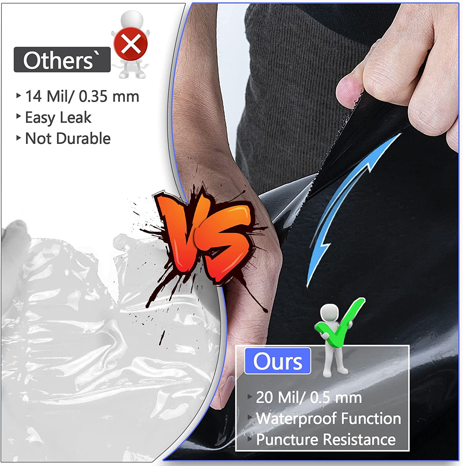 Tolanbbt Pond Liner 7 X 10 Ft, 20 Mil HDPE UV Resistant Preformed Pond Liner Easy Cutting, Underlayment for Fountain, Waterfall, Koi Pondsand Water Garden (Black) image number 1