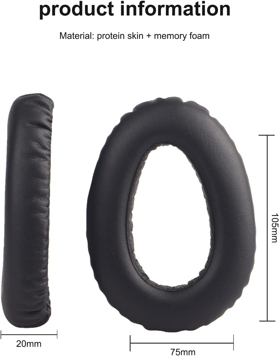 Replacement PXC550 Earpad Headset Ear Pad Ear Cushion Ear Cups Ear Cover Earpads Repair Parts Compatible with Sennheiser PXC550 MB660 Series Headphones (Black) image number 6