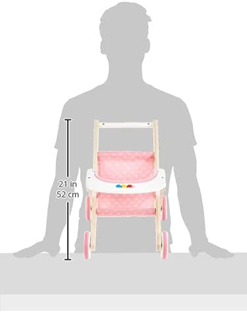 Hape Dolls Stroller/Pram Kids/Toddler 3Y+ Play Parent Pretend Wooden Toy Pink image number 2