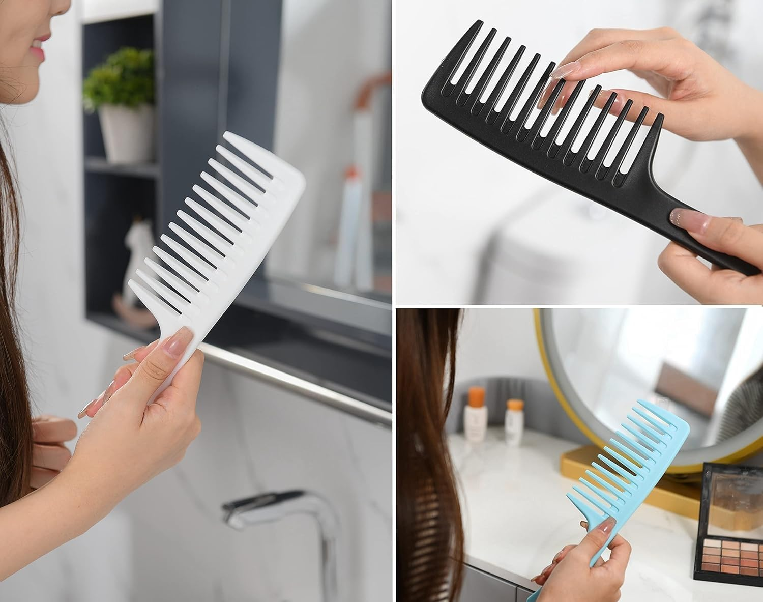 Wide Tooth Detangling Comb, Durable Styling Brush for Curly, Long and Wet Hair Types - Professional Hair Care (Style 1, One Size)