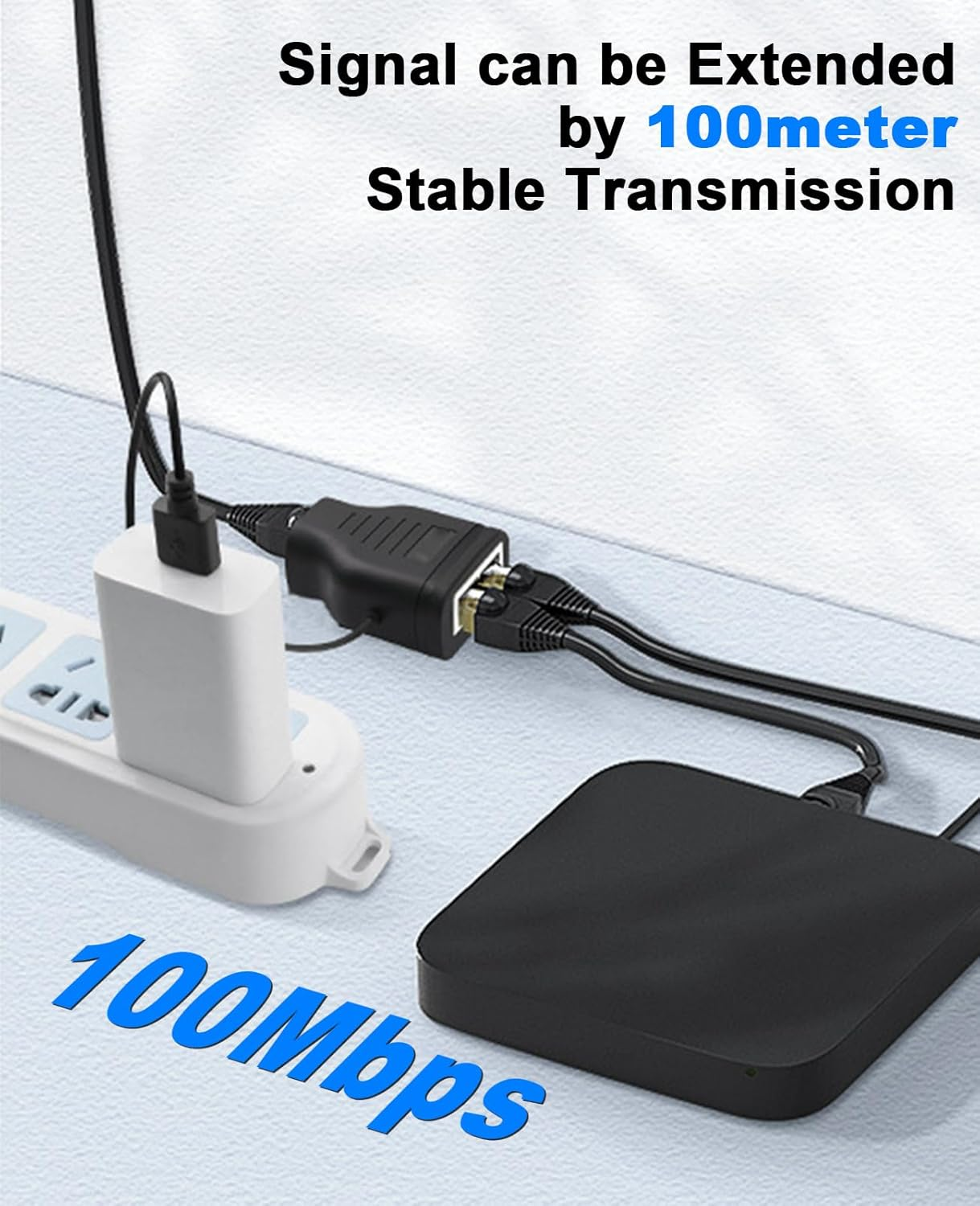 Duttek RJ45 LAN Ethernet Splitter, 100Mbps RJ45 1 in 2 Y Splitter, Network Female to Female Ethernet Adapter Splitter with Power USB2.0 Male Cable 40Cm for Cat7/Cat6/Cat5.(Simultaneously Internet) image number 5