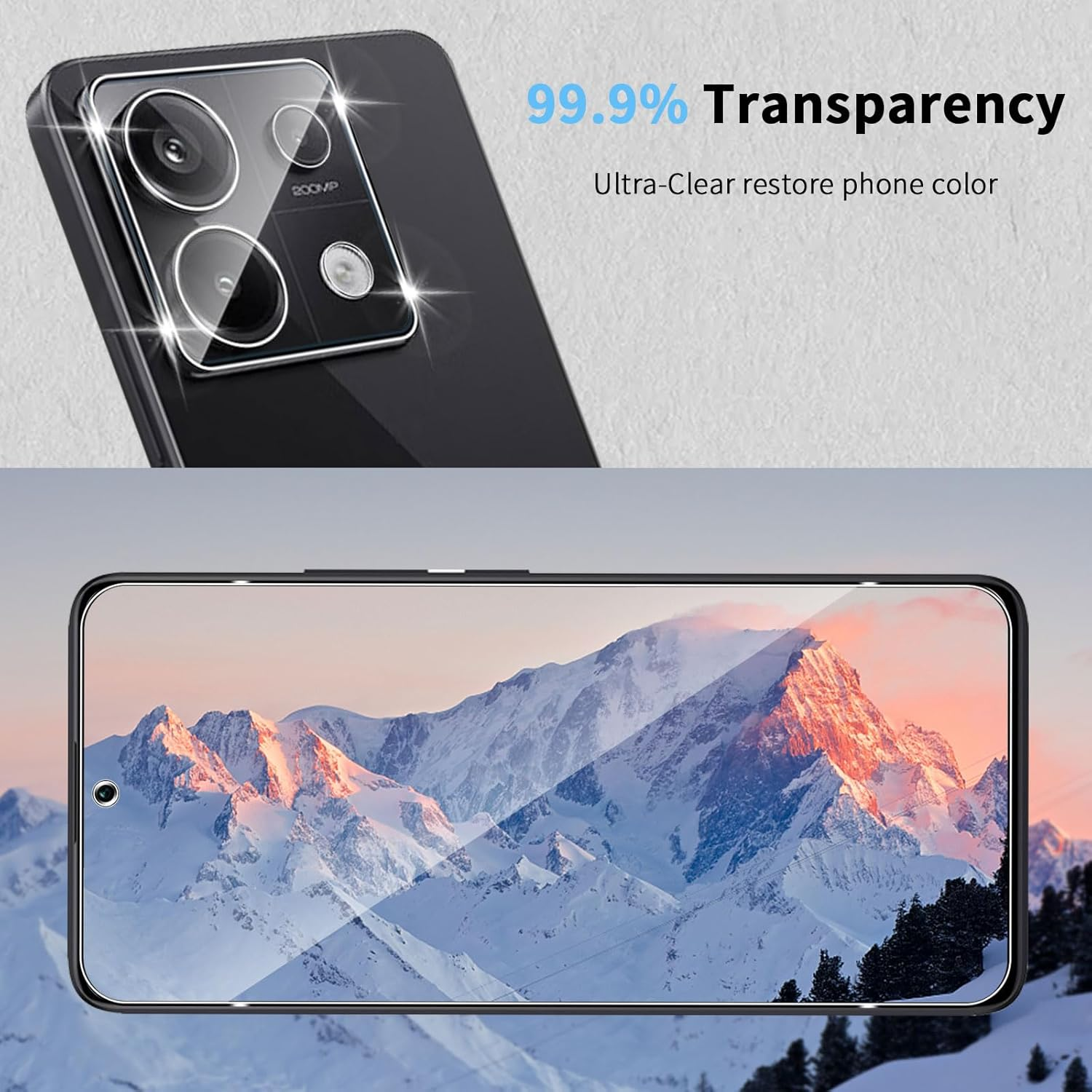 Hidwee Tempered Glass Screen Protector Compatible with Xiaomi Redmi Note 13 Pro 5G (Not for Note 13 Pro 4G), Pack of 3 Protective Glass and 2 Camera Protection, 9H Hardness Anti-Scratch HD Anti-Bubble image number 6