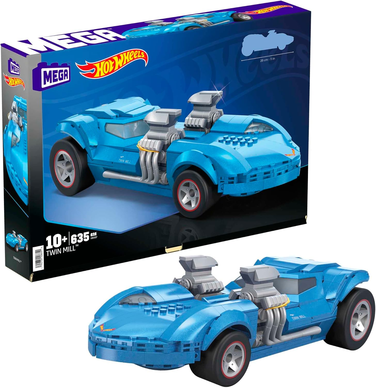 MEGA Hot Wheels Collectible Car Building Toy, Cadillac ATS-V R with 319 Pieces and Die-Cast Model, Build & Display Set for Collectors, Red