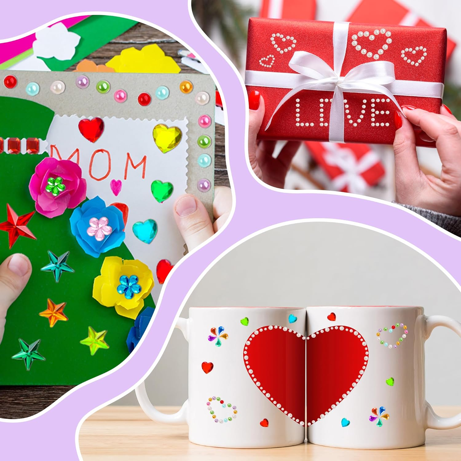 3330Pcs Gem Stickers,Rhinestone Jewel Stickers for Crafts Self Adhesive, Glitter Sticker DIY Decoration Assorted Shapes Acrylic Diamond Bling Heart Star Sticker for Face Eyes Nail for Women