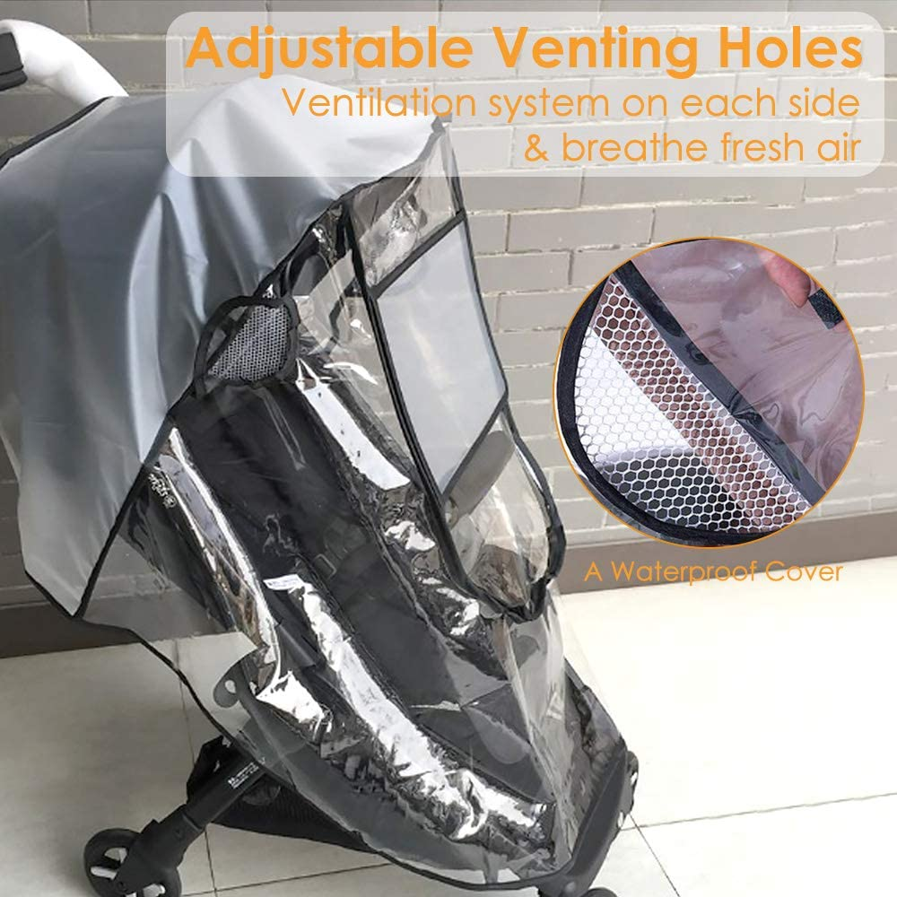 Slowton Stroller Rain Cover Universal Size, Waterproof Dustproof Windproof Durable Protection, Travel-Friendly Stroller Weather Shield with Eye Screen, Outdoor Use Eye Protection Stroller Accessory image number 3