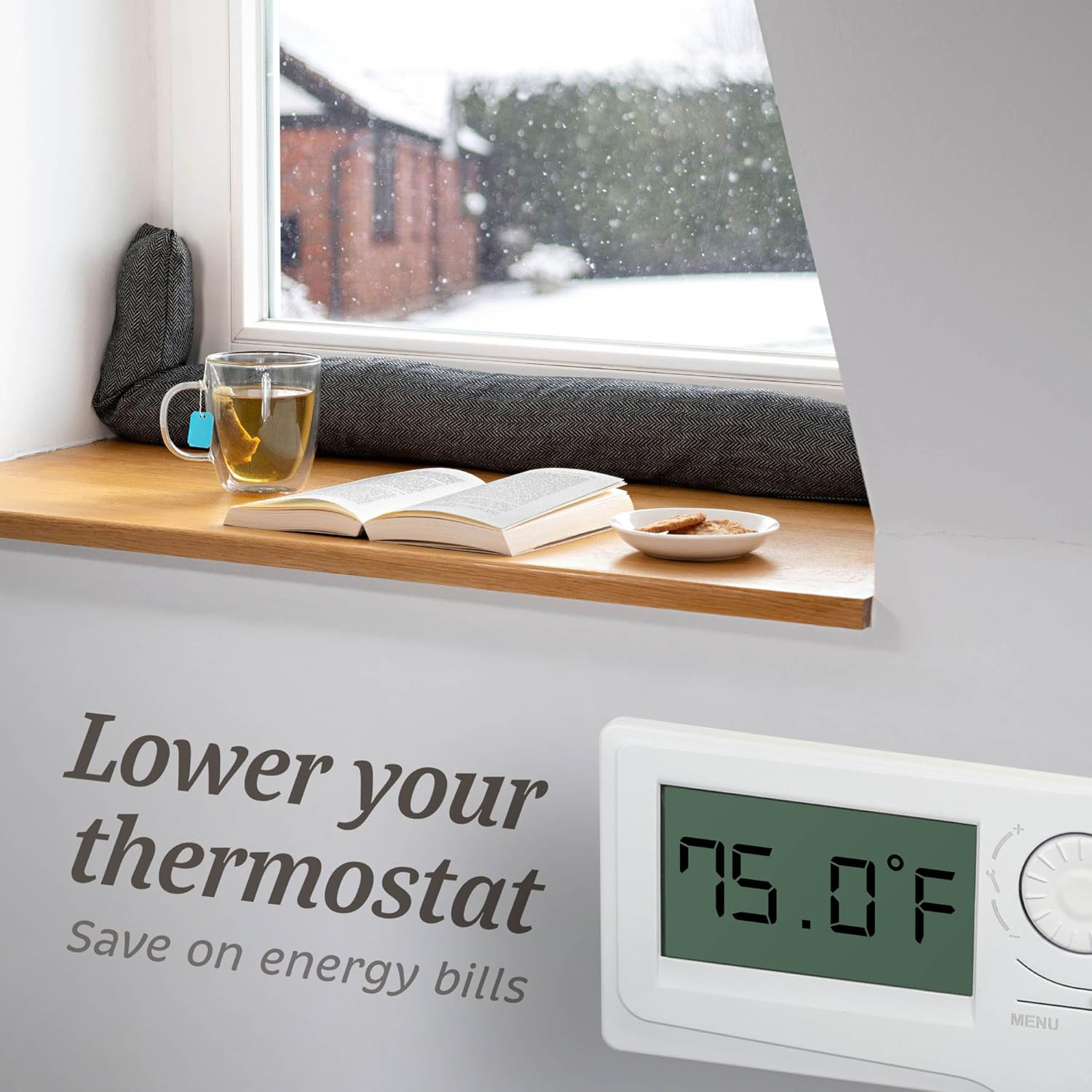 Praknu Draught Excluder for Windows up to 120 Cm, Washable, Energy-Saving, Extra Long and Heavy, Also Suitable for Wide Doors, Grey image number 3