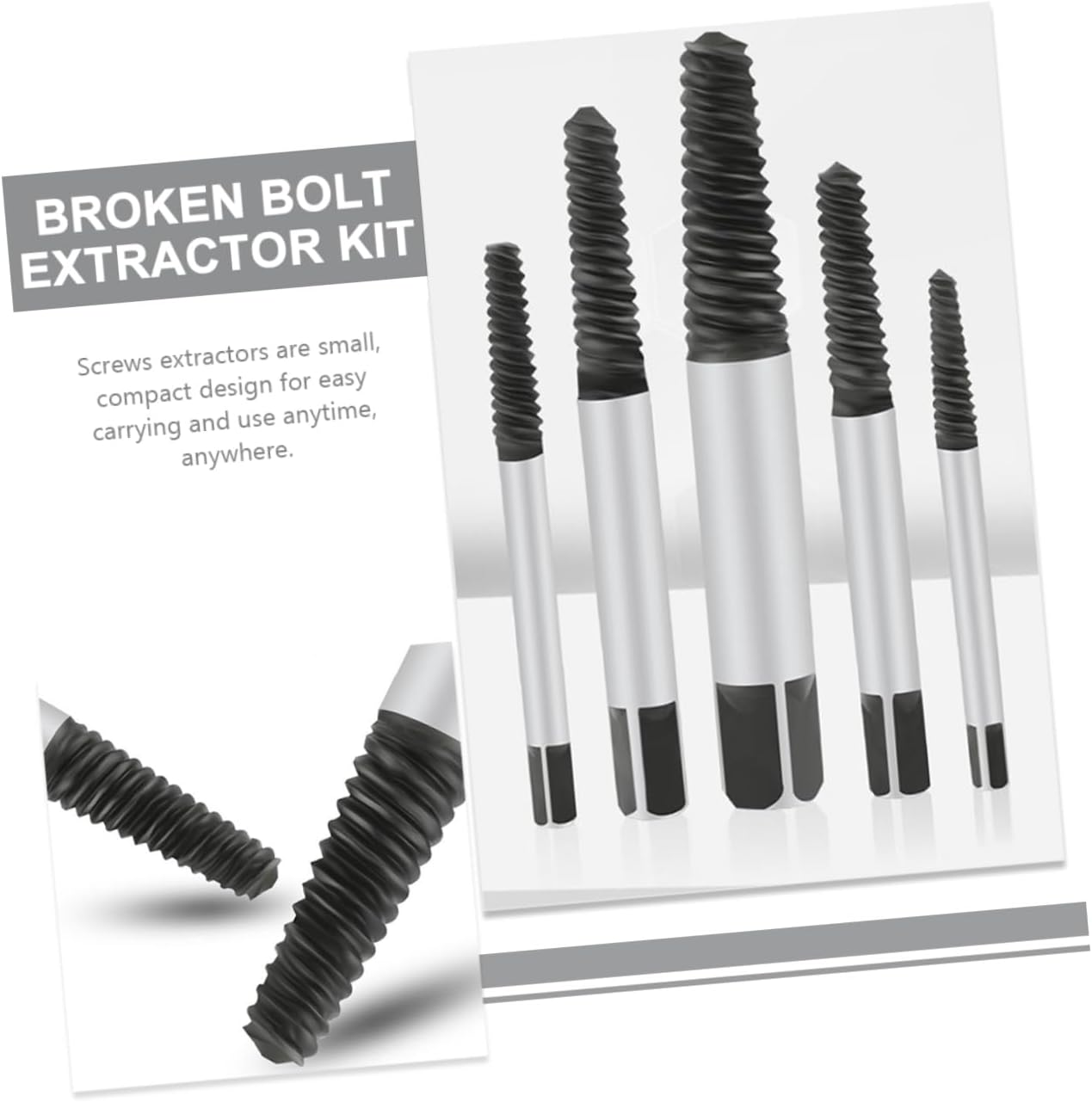 DOITOOL 5Pcs Screw Extractors for Damaged Bolt Removal Stripped Screw Remover Tool Kit Drill Bits Guide for Plumbing and Automotive