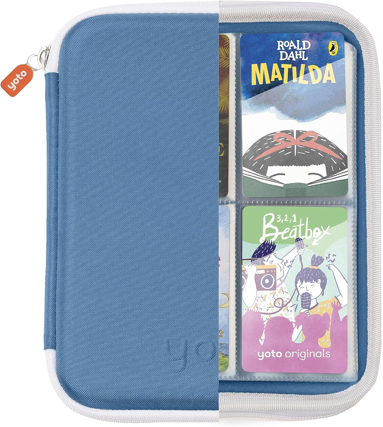 Yoto Card Case in Blue Bird &ndash; Kids Yoto Accessory, Soft Portable Folder with Zipper & 64 Pockets for Yoto Player & Mini Audiobook Cards, Card Binder Holder with Sleeves for Travel image number 1