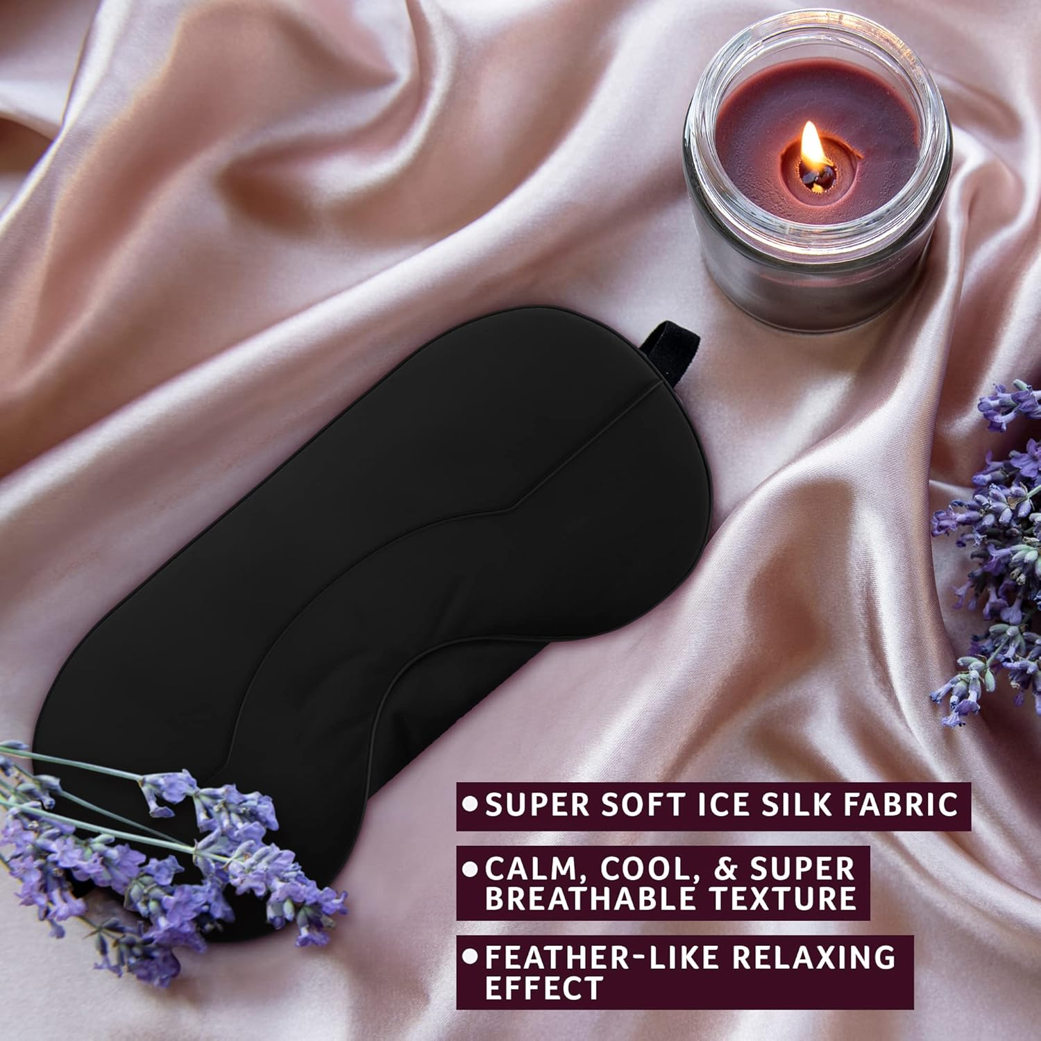 Silk Eye Mask, Eye Mask for Sleeping, Blindfold, Super Soft Sleep Masks for Women & Men with Adjustable Straps, Sleeping Mask, Blackout Sleep Mask &ndash; Black