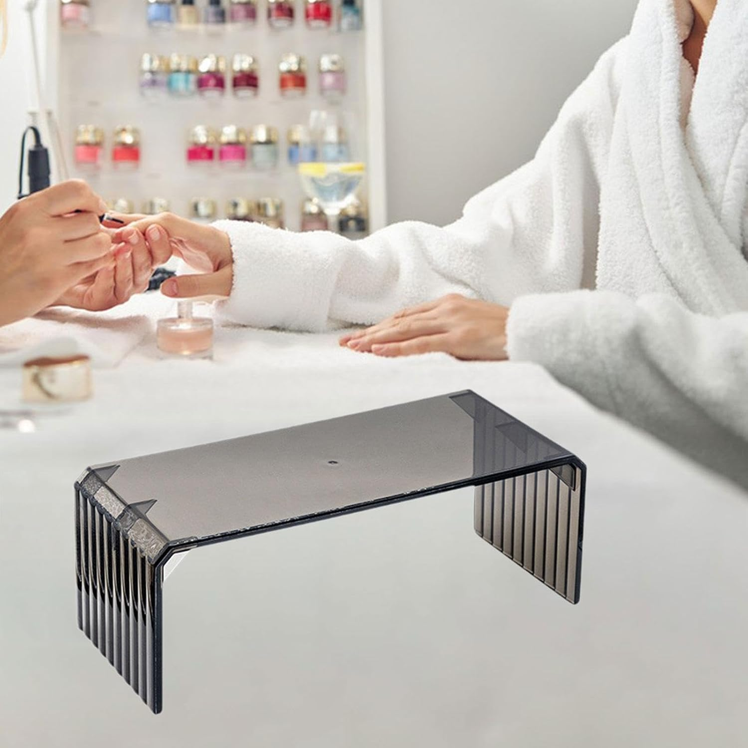 JAYIOLA Acrylic Nail Art Armrest, Elegant, Easy to Clean, Hand Rest, Hand Holder for Home Nail Salon, Black